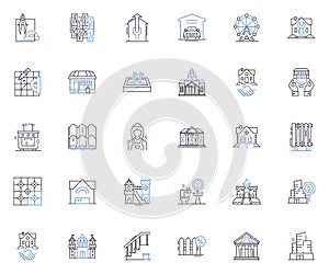 Abode line icons collection. Home, House, Dwelling, Residence, Habitat, Domicile, Shelter vector and linear illustration