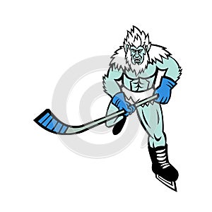 Abominable Snowman Ice Hockey Player Mascot
