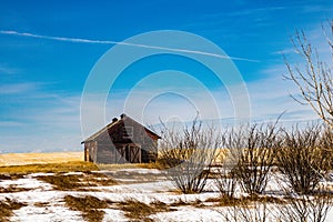 Abonded farm buildings on the prairies. Alberta,Canada