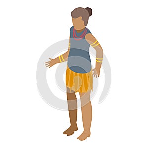 Aborigin kid icon isometric vector. Tribal female photo