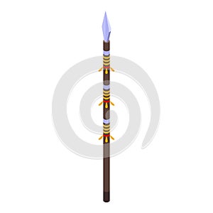 Aborigin spear icon isometric vector. Tribal culture photo