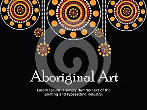 Aboriginal art Banner. Vector Banner with text.