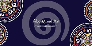 Aboriginal art vector banner with text.