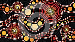 Aboriginal art vector background, Connection concept