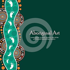 Aboriginal art vector banner with text.