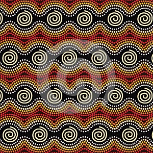 Aboriginal art vector dot background.