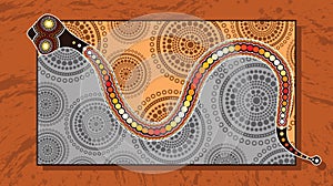 Aboriginal art vector painting with snake.