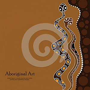 Aboriginal art vector painting with snakes photo