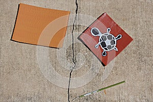 Aboriginal artwork painting drying on the ground Northern Territory Australia