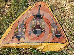 Aboriginal Artworkof turtles on rock face