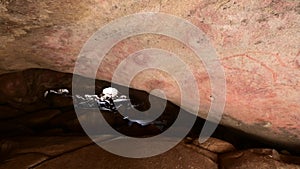 Aboriginal australian indigenous rock painting in Mulkas Cave Hyden Western Australia 03