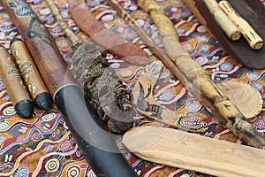 Aboriginal Australians people tools on table photo