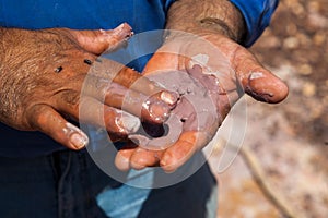 Aboriginal body painting. Flinders Ranges. South Australia.