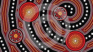 Aboriginal dot art background - Vector illustration photo