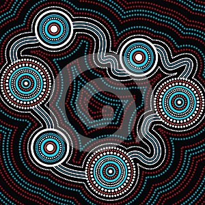 Aboriginal dot art vector background.