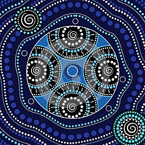 Aboriginal dot art vector background.