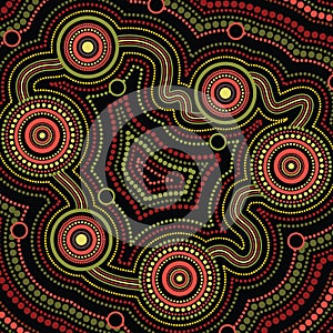 Aboriginal dot art vector background.