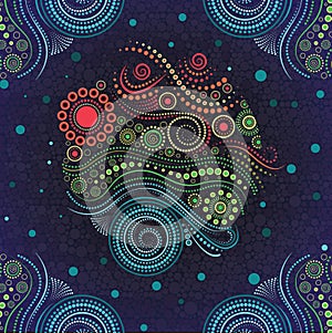 Aboriginal dot art vector background. photo