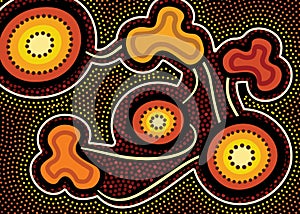 Aboriginal dot art vector painting. Connection concept