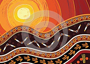 Aboriginal dot art vector painting photo