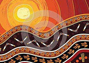 Aboriginal dot art vector painting