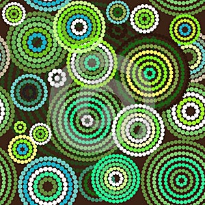 Aboriginal art vector seamless background.Green and blue