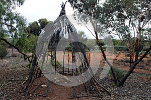 Aboriginal hut in central Australia outback photo