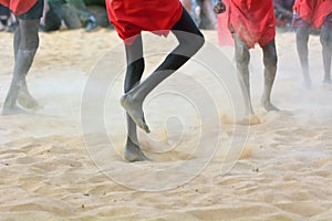 Aboriginal men dancing in culture ceremony event in Arnhem Land