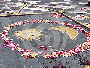 Aboriginal ritual Chacana andean cross, Ecuador