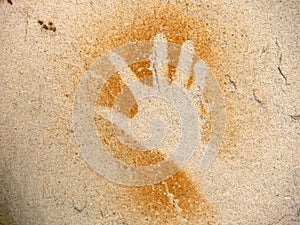 Aboriginal rock painting, hand photo