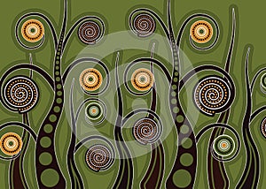 Aboriginal tree, Aboriginal art vector painting with tree.