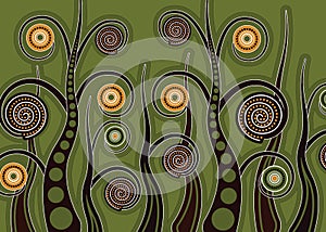 Aboriginal tree, Aboriginal art vector painting with tree. photo