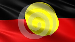 Aborigine flag, with waving fabric texture