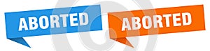 aborted banner. aborted speech bubble label set.