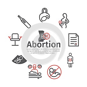 Abortion line icons set. Banner. Vector signs for web graphics.