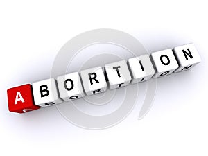 abortion word block on white photo