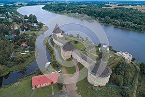 Above the ancient Staraya Ladoga fortress. Leningrad region