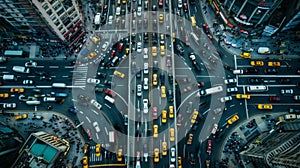 From above the citys pulse can be seen in the endless lines of traffic and movement of people on the streets below