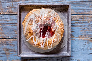 From above close up of a Danish pastry