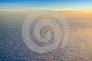 Above cloud landscape at sunset