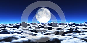 Above clouds full moon illustration