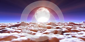 Above clouds full moon illustration