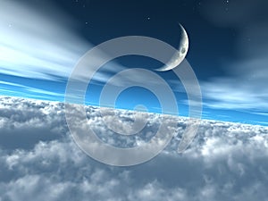 Above the Clouds Heavenly Lunar Sky