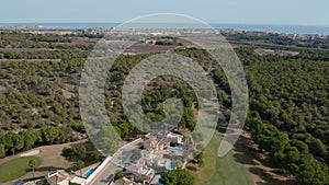 Above, drone point of view Las Ramblas golf club with modern villas