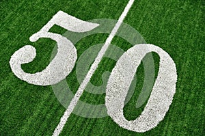 Above Fifty Yard Line on American Football Field