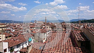 Above Florence roof tops, Italy, Basilica di Santa Croce