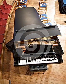 Above a grand piano