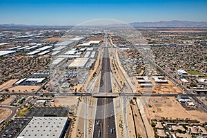 Above Interstate 10 looking West in Phoenix, Arizona