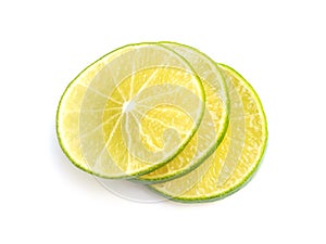 above of lime lemon citrus slice isolated on white background