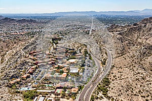 Above North Mountain looking south towards downtown Phoenix, Arizona photo